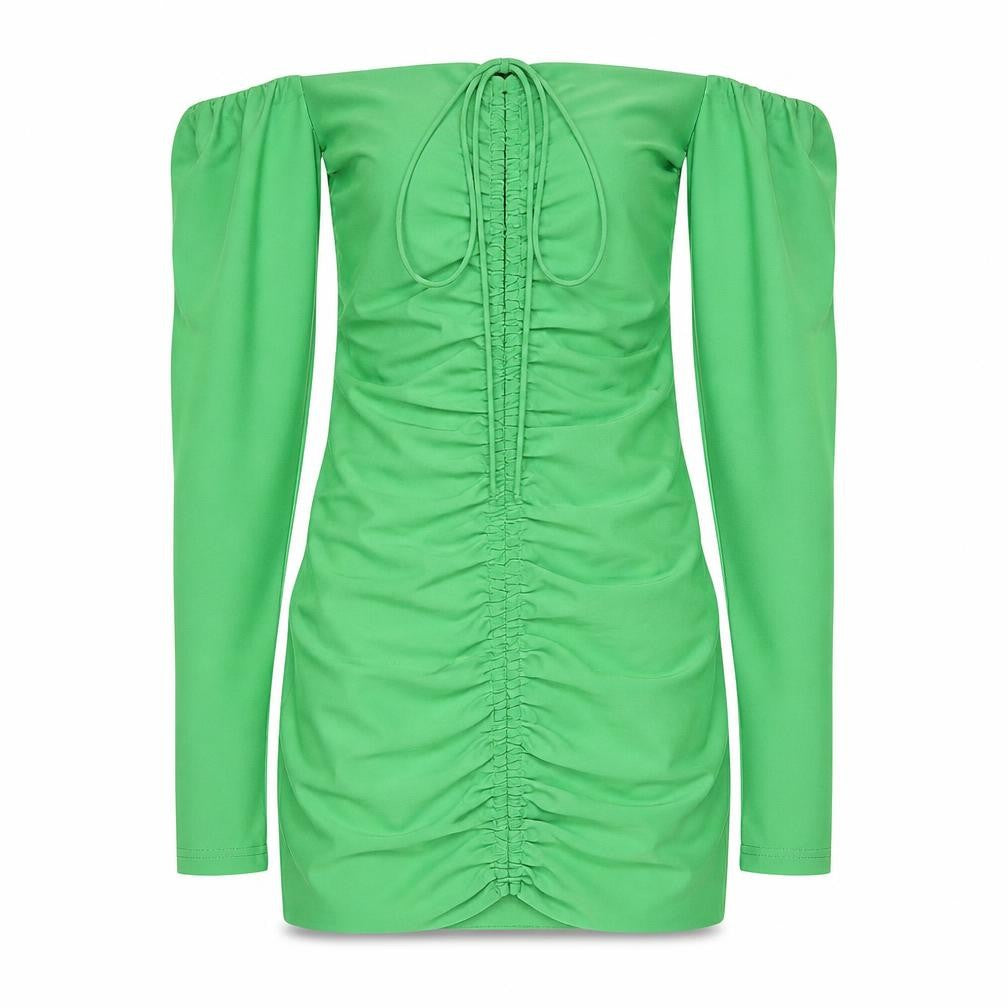 Mistress Rocks Women’s Green XS Bodycon Off Shoulder Ruched Dress