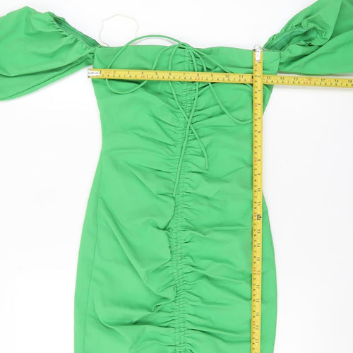 Mistress Rocks Women’s Green XS Bodycon Off Shoulder Ruched Dress
