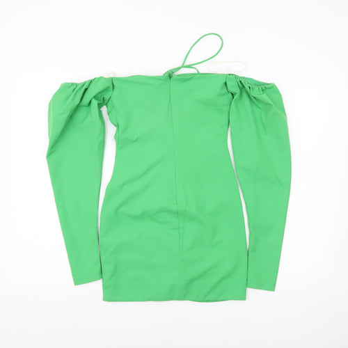 Mistress Rocks Women’s Green XS Bodycon Off Shoulder Ruched Dress