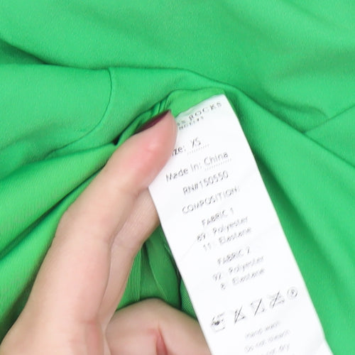 Mistress Rocks Women’s Green XS Bodycon Off Shoulder Ruched Dress
