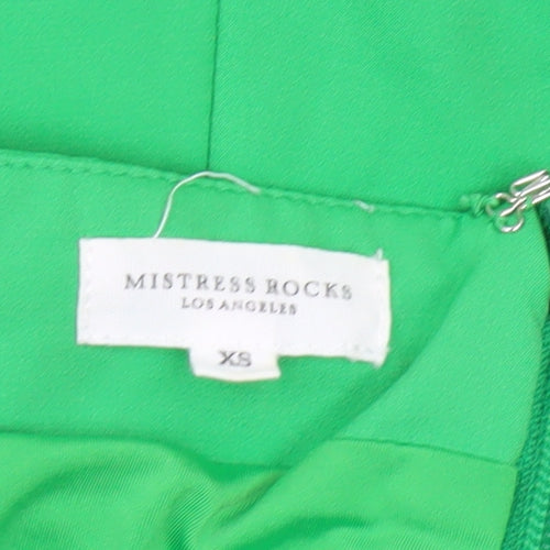 Mistress Rocks Women’s Green XS Bodycon Off Shoulder Ruched Dress