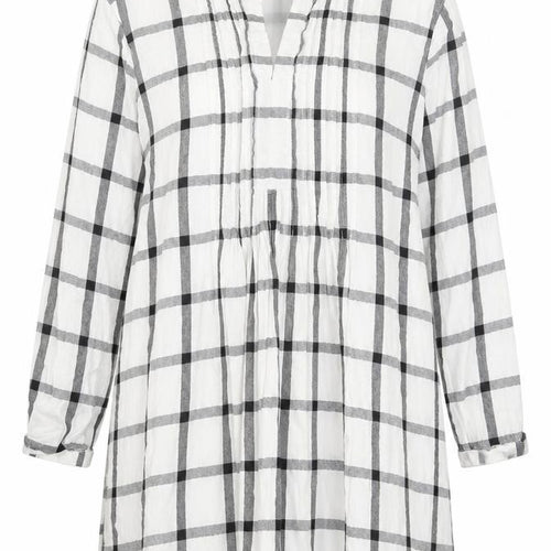 Old Navy Womens White Check 2XL Shift Dress Long Sleeve V-Neck