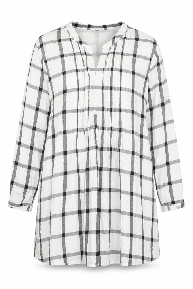 Old Navy Womens White Check 2XL Shift Dress Long Sleeve V-Neck