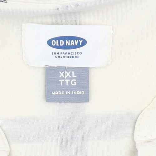 Old Navy Womens White Check 2XL Shift Dress Long Sleeve V-Neck