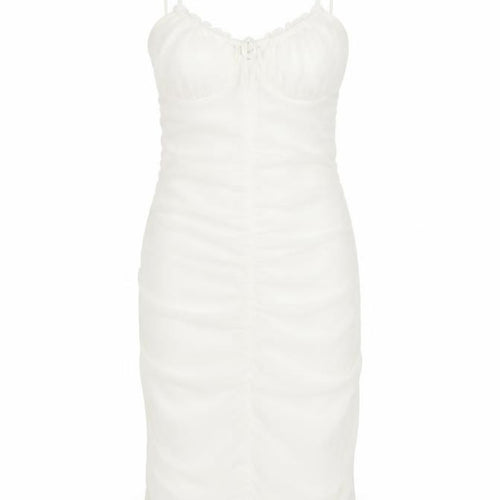 H&M Divided Women’s White XS Bodycon Mini Dress Ruched Scoop Neck