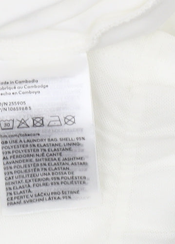 H&M Divided Women’s White XS Bodycon Mini Dress Ruched Scoop Neck