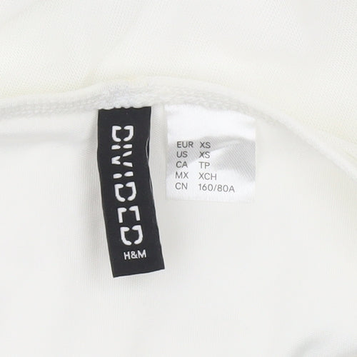 H&M Divided Women’s White XS Bodycon Mini Dress Ruched Scoop Neck