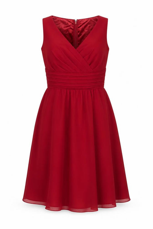 Front view of Amelia Collection Women Red, size 6, A-Line Sleeveless Knee Dress