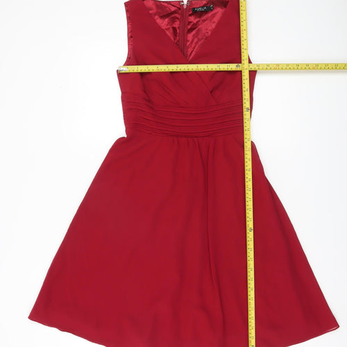 Amelia Collection Women Red Size 6 A-Line Sleeveless Knee Dress