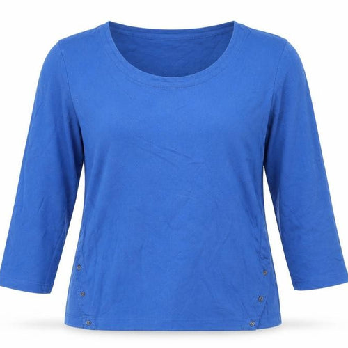 White Stuff Women’s Blue Cotton 3/4 Sleeve Scoop Neck T-Shirt UK 8