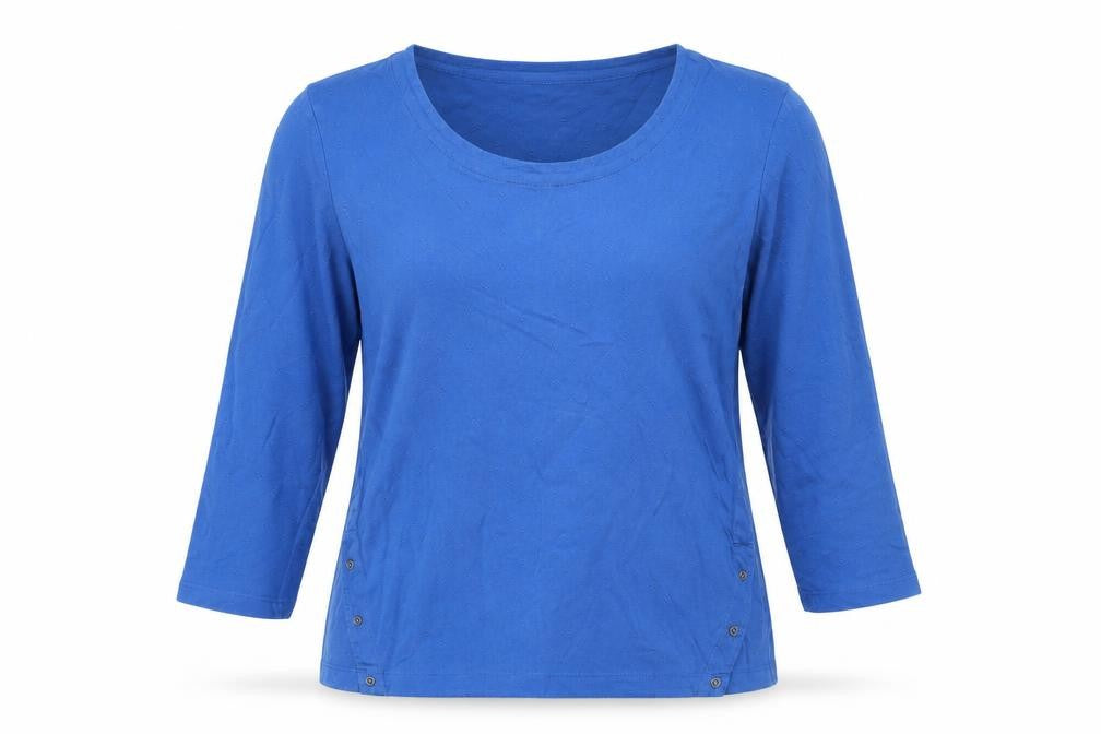 White Stuff Women’s Blue Cotton 3/4 Sleeve Scoop Neck T-Shirt UK 8