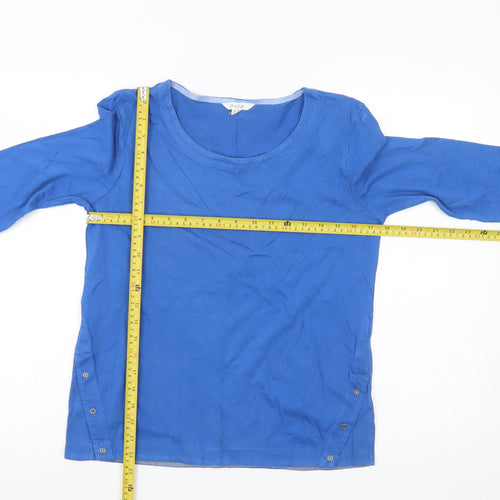 White Stuff Women’s Blue Cotton 3/4 Sleeve Scoop Neck T-Shirt UK 8