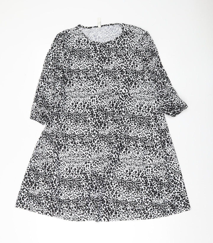 Stradivarius Women’s Black Animal Print A-Line Dress Size 10