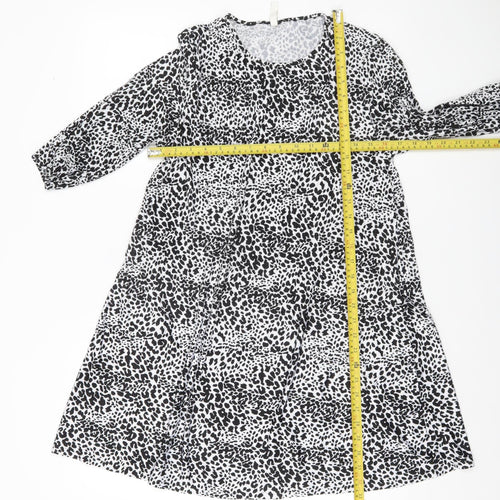 Stradivarius Women’s Black Animal Print A-Line Dress Size 10