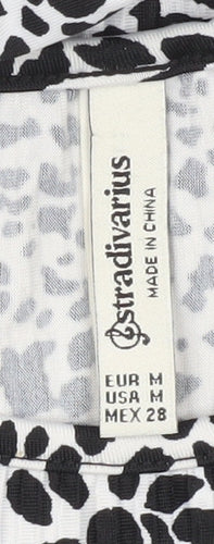 Stradivarius Women’s Black Animal Print A-Line Dress Size 10