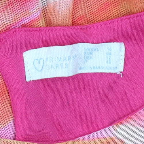 Primark Women’s Pink Orange Ruched Sheath Cocktail Dress Size 14