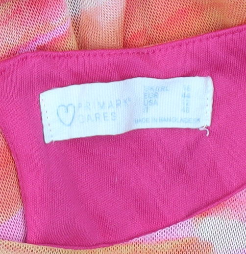 Primark Women’s Pink Orange Ruched Sheath Cocktail Dress Size 14