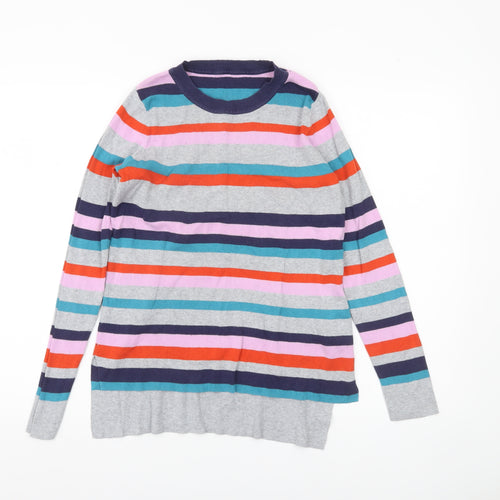 Oasis Women’s Multicoloured Striped Crew Neck Cotton Jumper XS