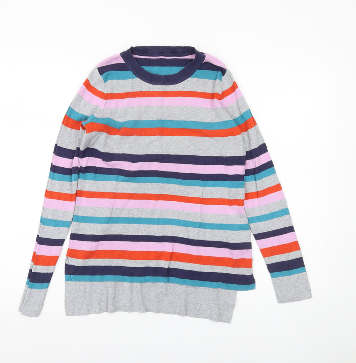 Oasis Women’s Multicoloured Striped Crew Neck Cotton Jumper XS