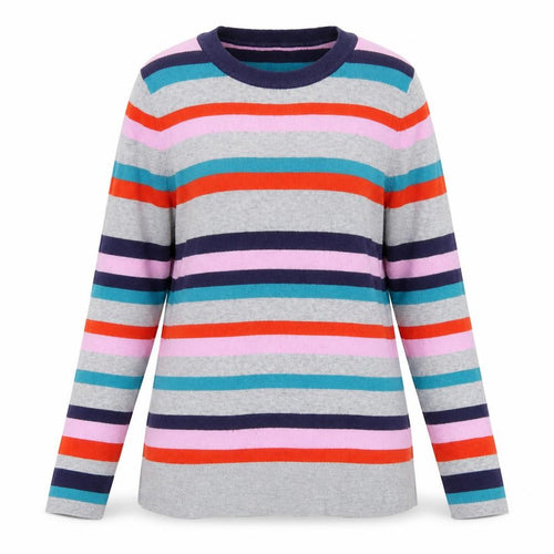 Oasis Women’s Multicoloured Striped Crew Neck Cotton Jumper XS