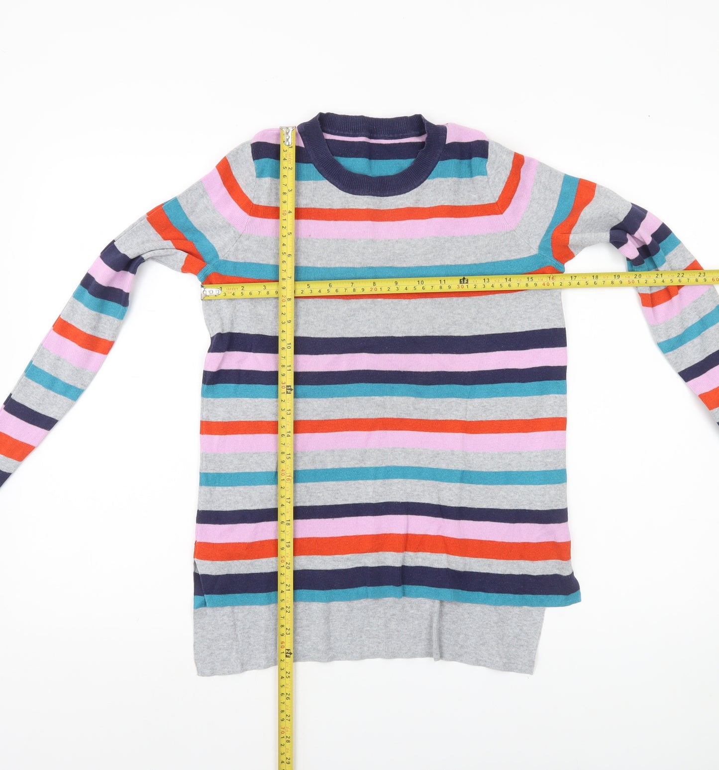 Oasis Women’s Multicoloured Striped Crew Neck Cotton Jumper XS