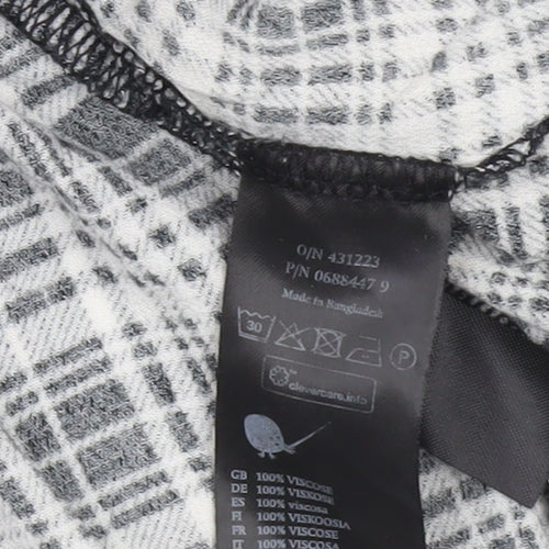 Monki Women’s Black Check Shirt Dress L Viscose Short Sleeve