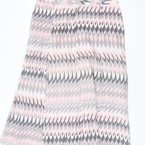 Marks and Spencer Women’s Pink Grey Geometric A-Line Midi Skirt Size 16S