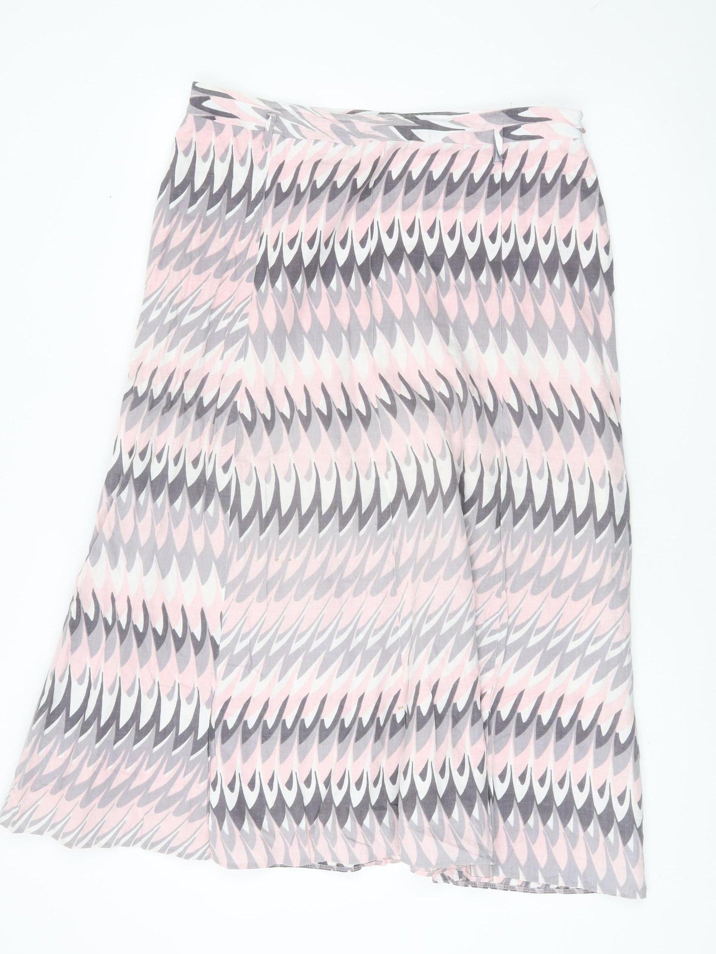 Marks and Spencer Women’s Pink Grey Geometric A-Line Midi Skirt Size 16S