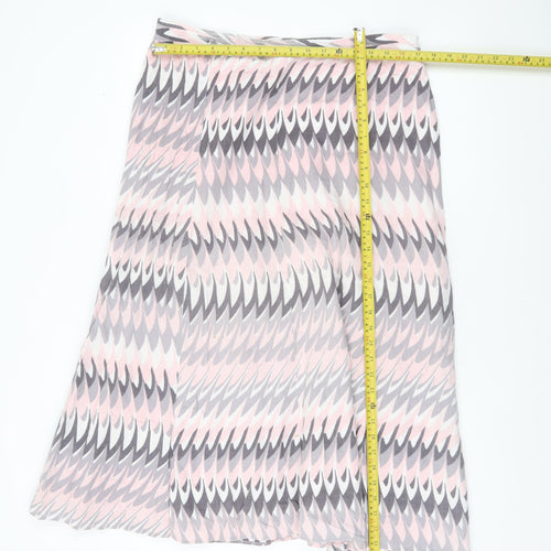 Marks and Spencer Women’s Pink Grey Geometric A-Line Midi Skirt Size 16S
