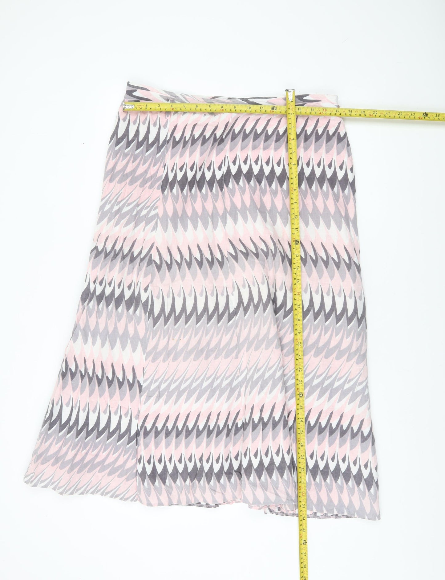 Marks and Spencer Women’s Pink Grey Geometric A-Line Midi Skirt Size 16S