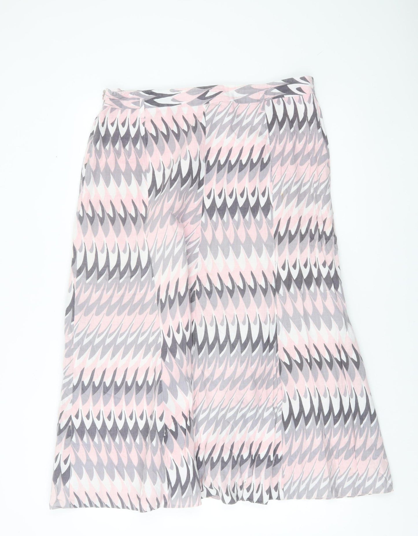 Marks and Spencer Women’s Pink Grey Geometric A-Line Midi Skirt Size 16S