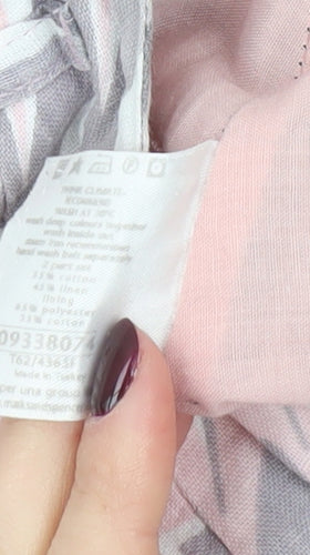 Marks and Spencer Women’s Pink Grey Geometric A-Line Midi Skirt Size 16S