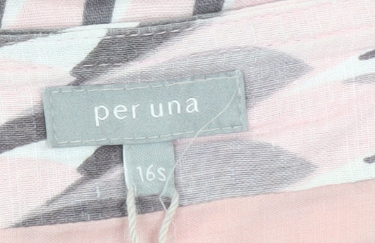 Marks and Spencer Women’s Pink Grey Geometric A-Line Midi Skirt Size 16S