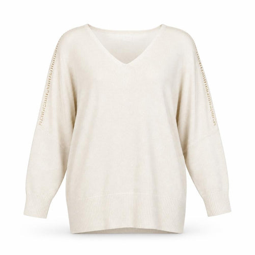 Together Womens Beige V-Neck Jumper Size 14 3/4 Sleeve Knit