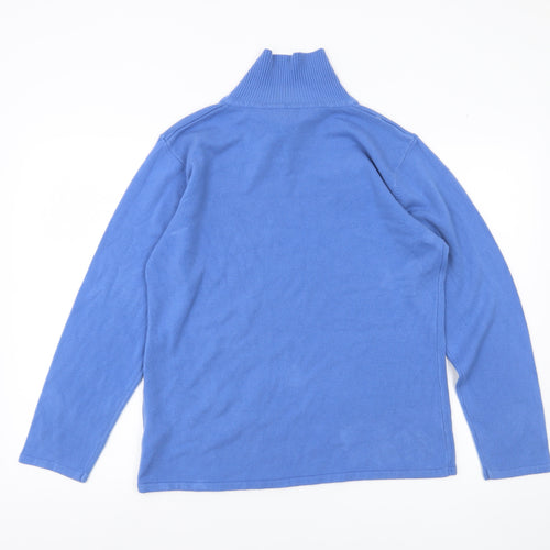 Dixie Womens Blue Roll Neck Floral Embroidered Jumper L