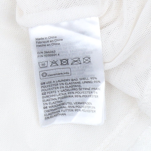 H&M Women Ivory Sequin Cropped T-Shirt Size 14 Party Top