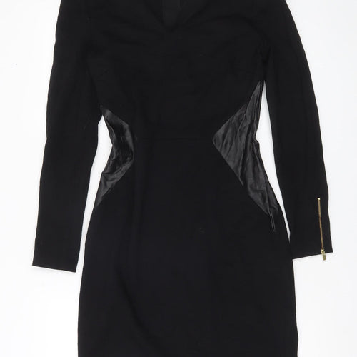 Banana Republic Women’s Black Sheath Dress Size 2 Long Sleeve V-Neck
