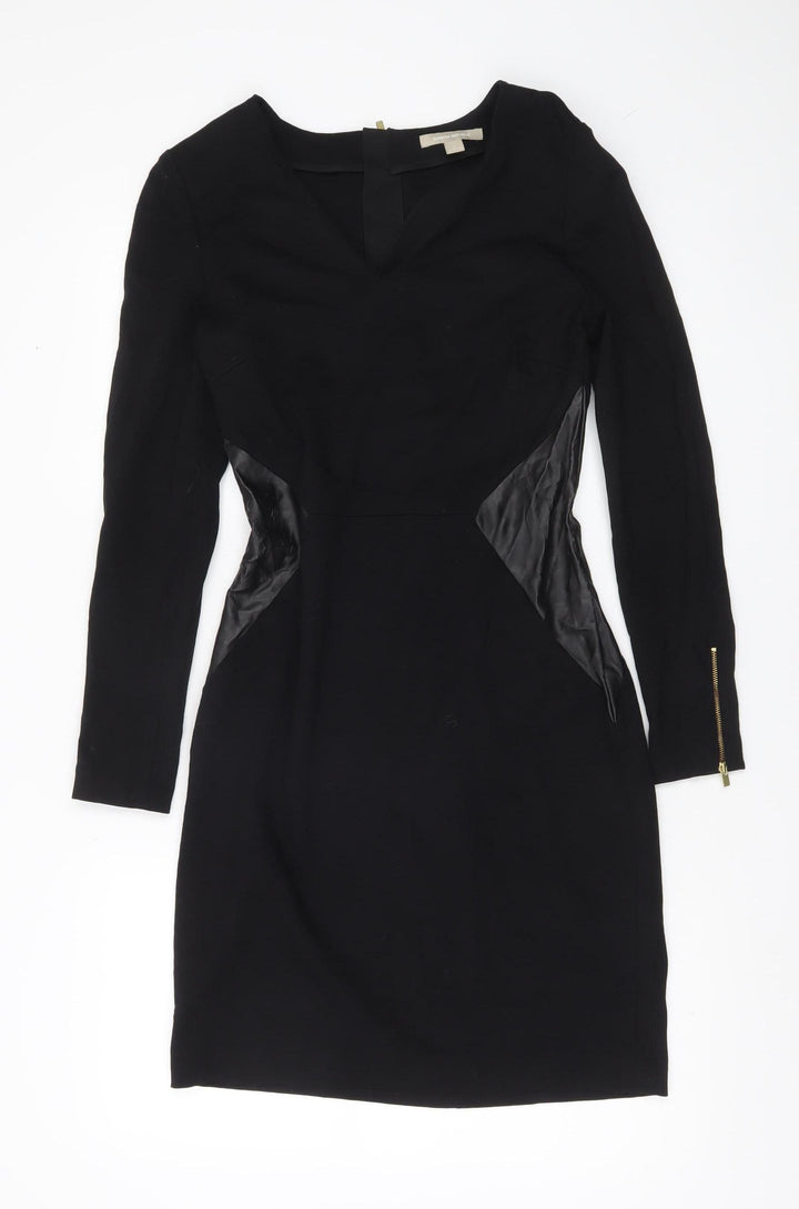 Banana Republic Women’s Black Sheath Dress Size 2 Long Sleeve V-Neck