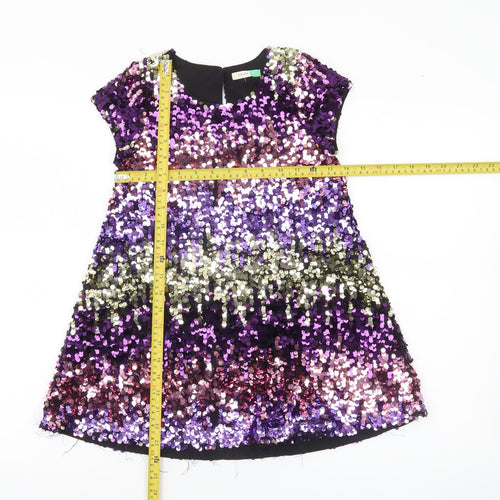 John Lewis Girls Multicoloured Sequin A-Line Party Dress Size 6 Years
