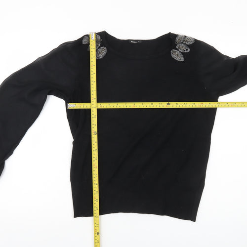 Roman Women’s Black Beaded Pullover Jumper Size 16 Long Sleeve