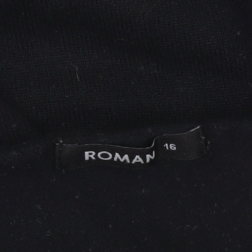 Roman Women’s Black Beaded Pullover Jumper Size 16 Long Sleeve