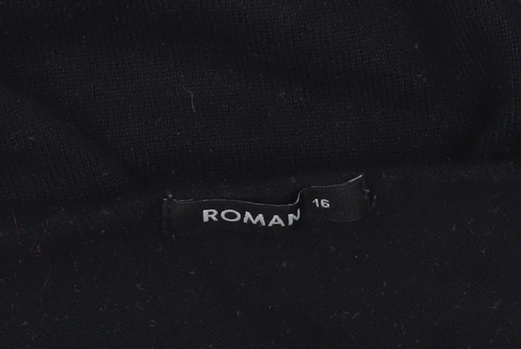 Roman Women’s Black Beaded Pullover Jumper Size 16 Long Sleeve