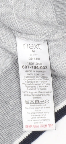 Next Mens Grey Cotton Crew Neck Pullover Jumper Size M Regular Fit