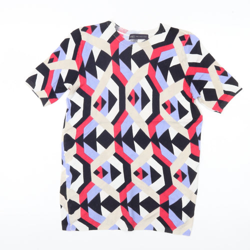 Marks and Spencer Womens Multicoloured Geometric Jumper UK 10 Short Sleeve