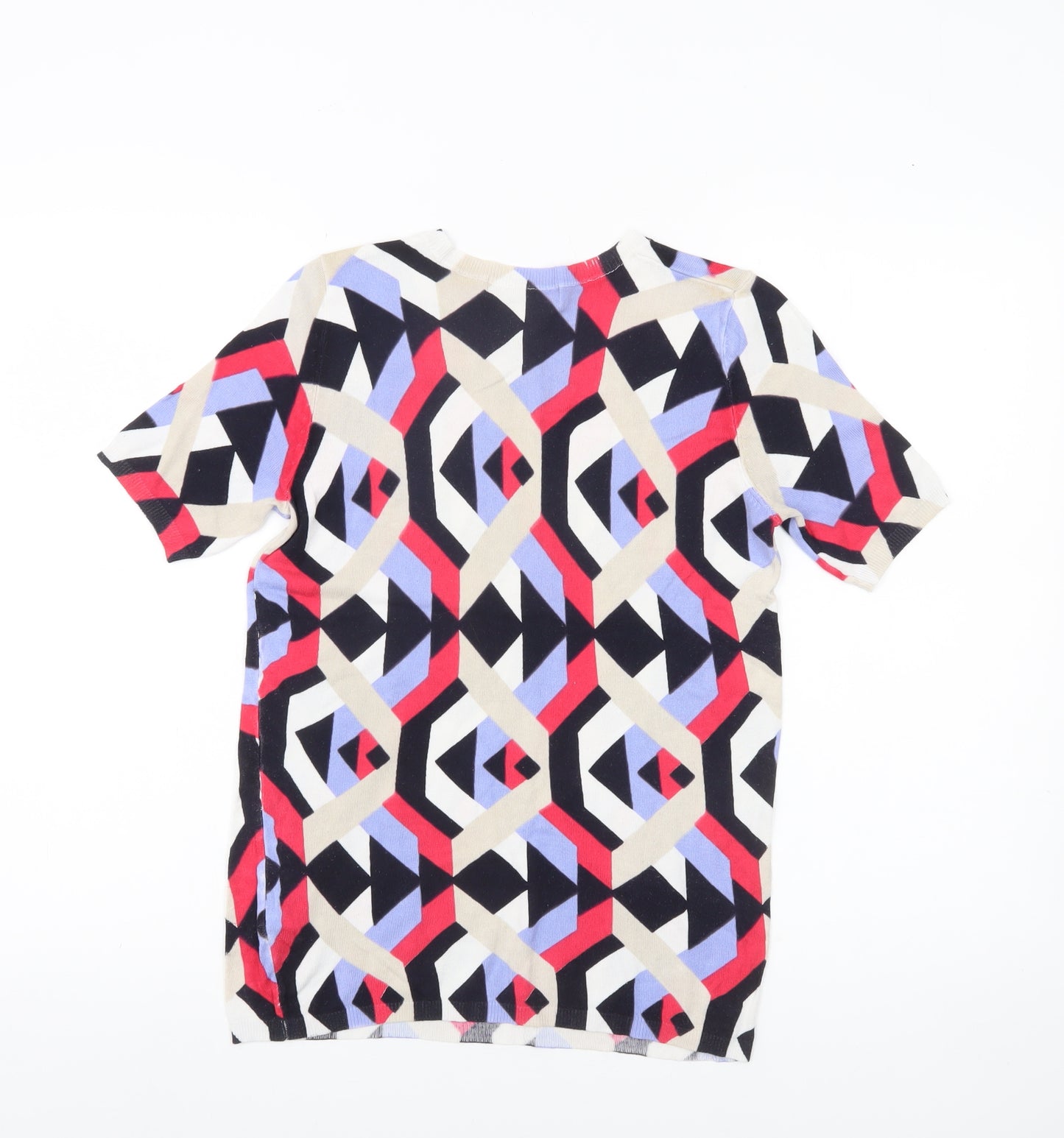 Marks and Spencer Womens Multicoloured Geometric Jumper UK 10 Short Sleeve