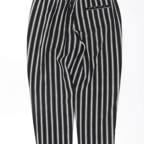 H&M Women’s Black Striped Jogger Trousers Size 6 Cotton Blend