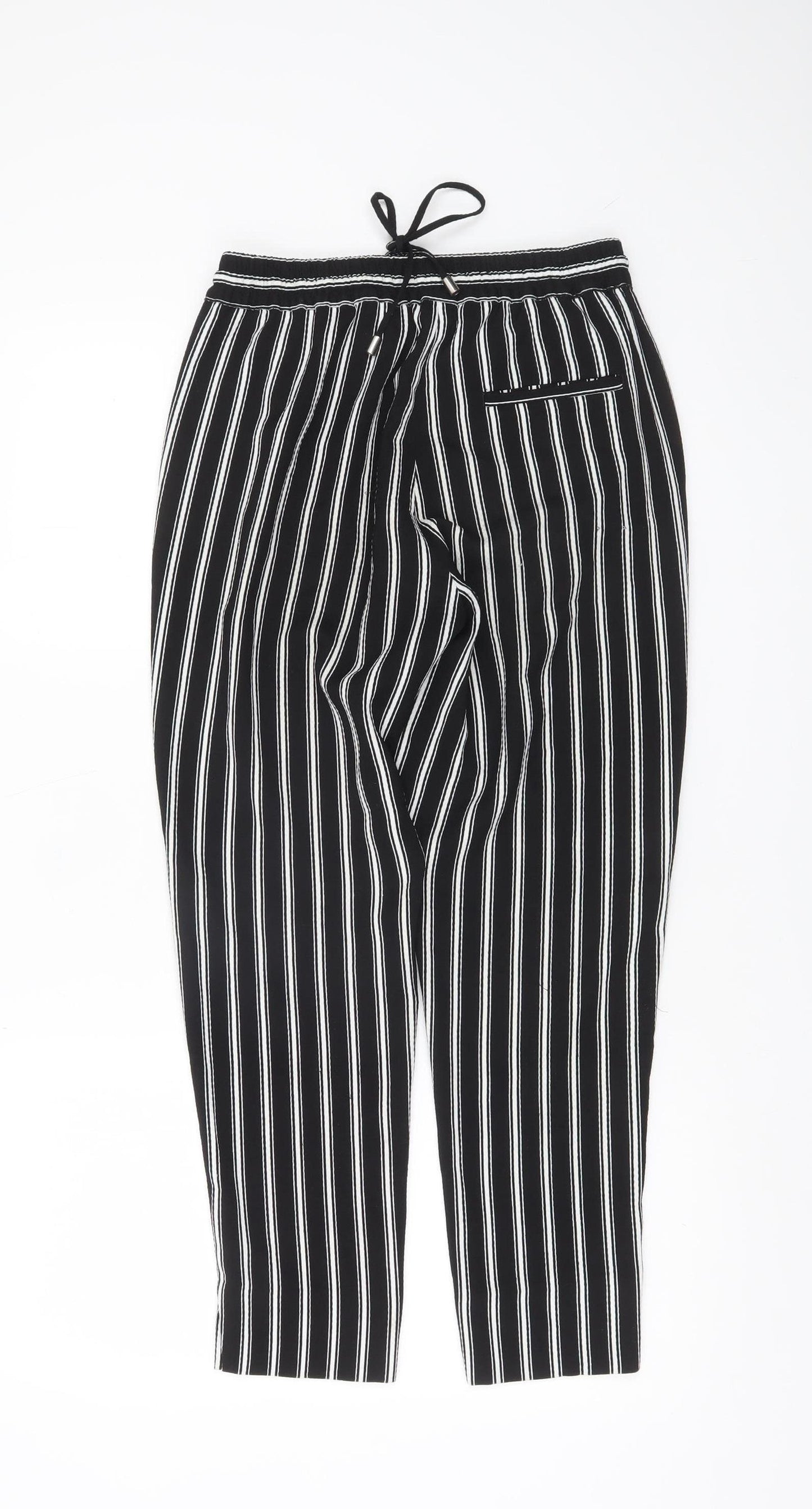 H&M Women’s Black Striped Jogger Trousers Size 6 Cotton Blend