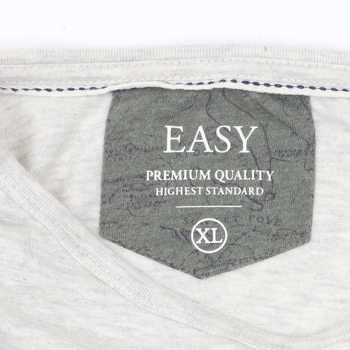 Easy Men’s Grey Green Colourblock XL Crew Neck T-Shirt