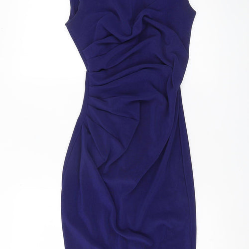 Diva Catwalk Women’s Blue Ruched Sheath Knee Length Dress M