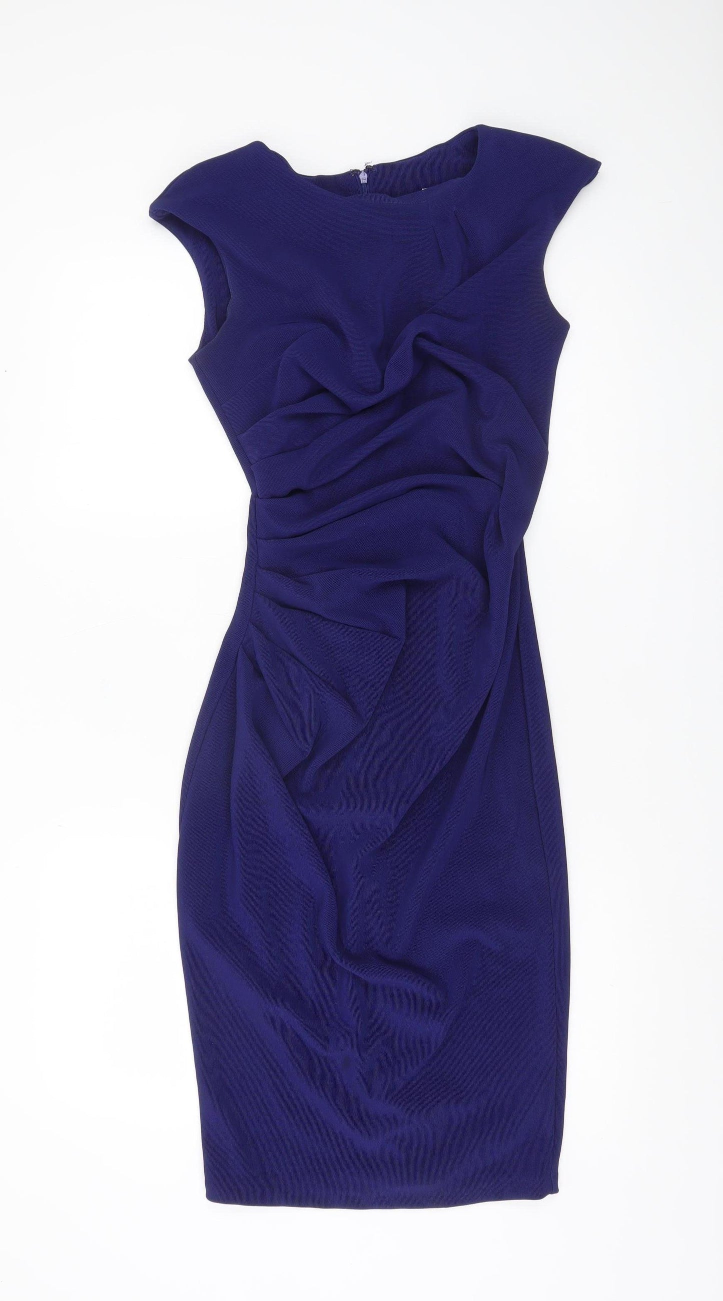 Diva Catwalk Women’s Blue Ruched Sheath Knee Length Dress M